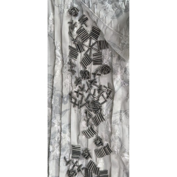 Peter Nygard Women's Ivory Lacey Mandrin Coller Snap Closure Blouse Sz 12 NWT - Picture 5 of 12